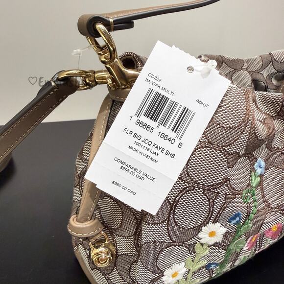 Coach Faye Shoulder Bag In Signature Jacquard With Floral Embroidery CDZ02 - Picture 7 of 8